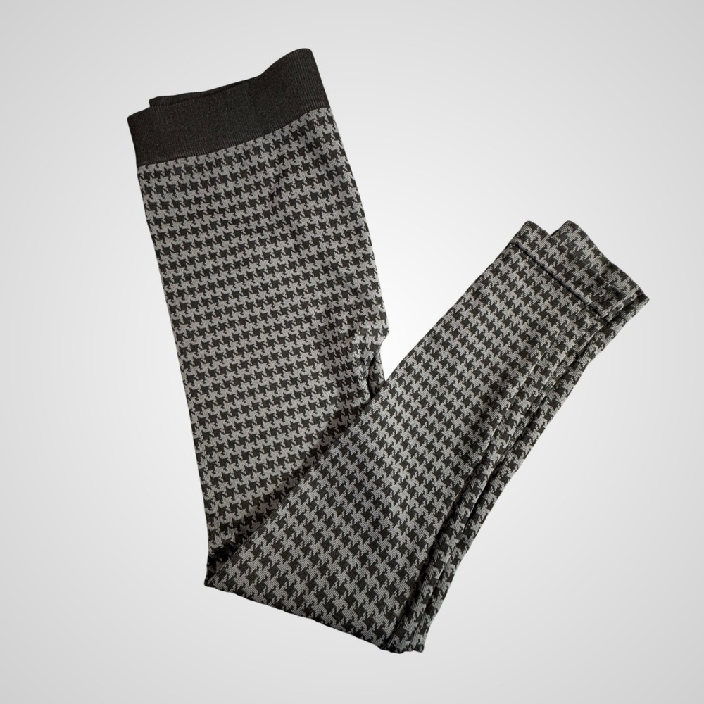 One Step Up Womens Houndstooth Leggings Black Grey One Size Stretch Seamless